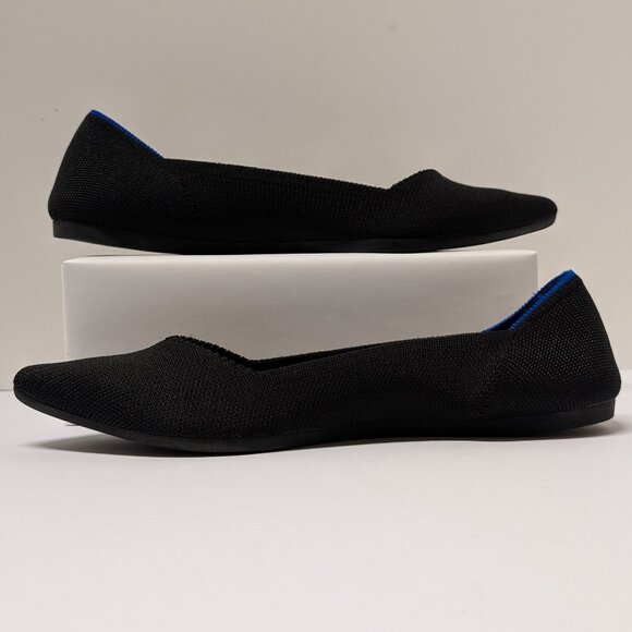 Rothy's The Point Classic Ballet Flats in Black w/ Blue Trim - Size 8.5 - Picture 7 of 16